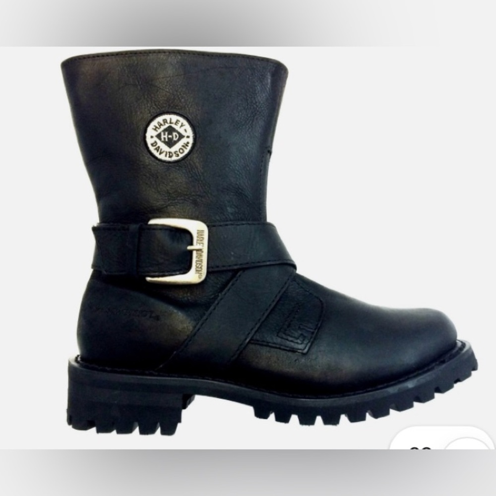 Harley-Davidson Black Leather Heeled Motorcycle Boots